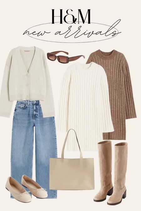 H&M NEW FALL ARRIVALS 🍂
autumn clothes, fall outfits, baggy jeans, cardigan, sweater dress, knee high boots, tote bag, sunglasses, autumn outfits, fall clothes 

#LTKfindsunder50 #LTKstyletip