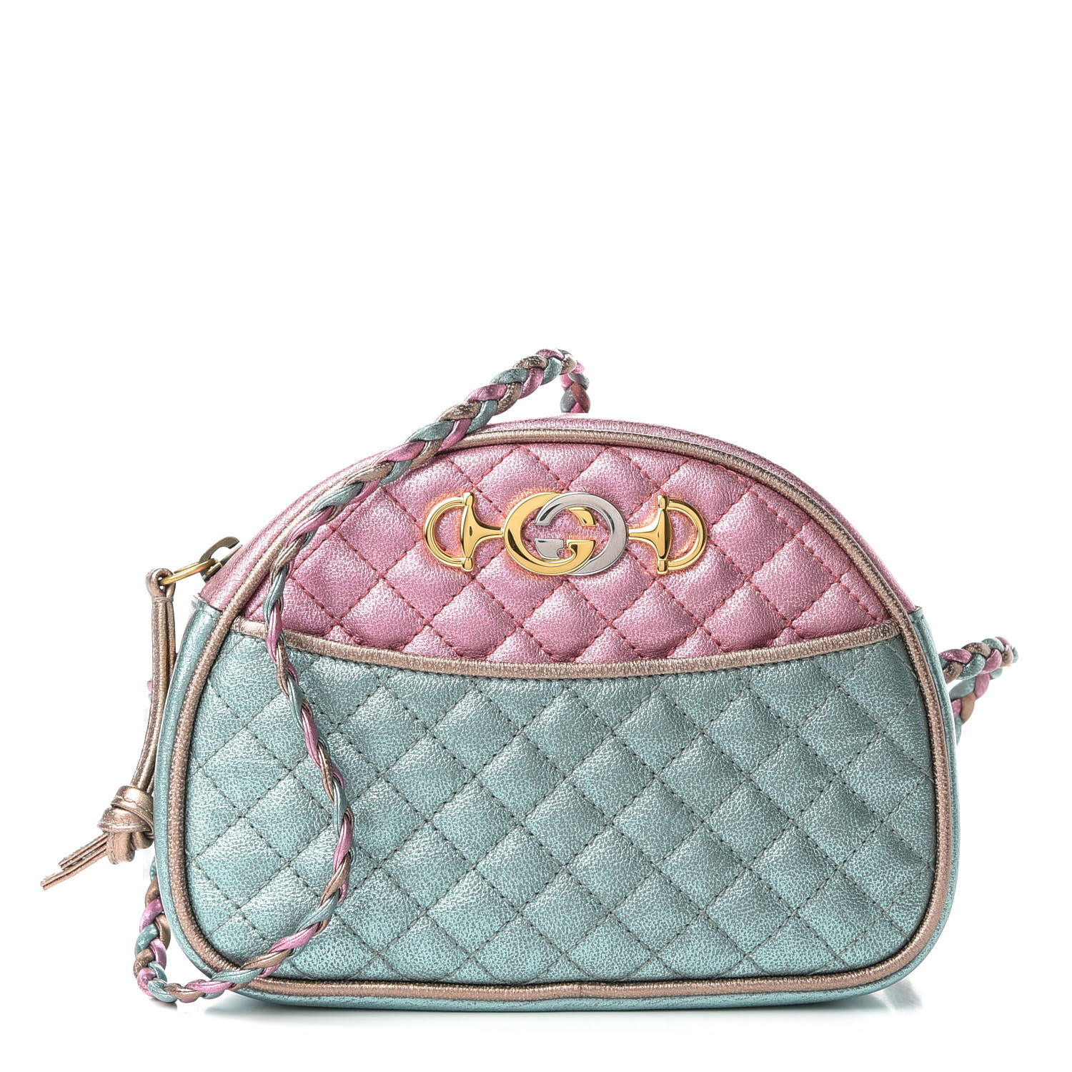 Laminated Calfskin Trapuntata Mini Zumi Dome Shoulder Bag Pink Blue | Fashionphile
