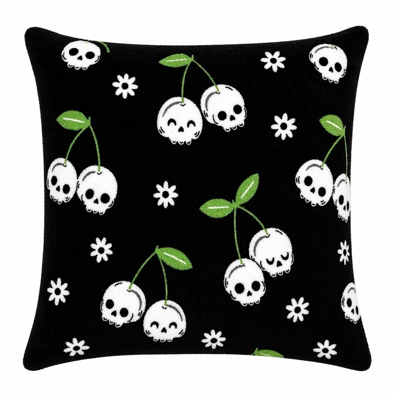 Summerween 18x18 Plush Decorative Pillow, Skull Cherries - Walmart.com | Walmart (US)
