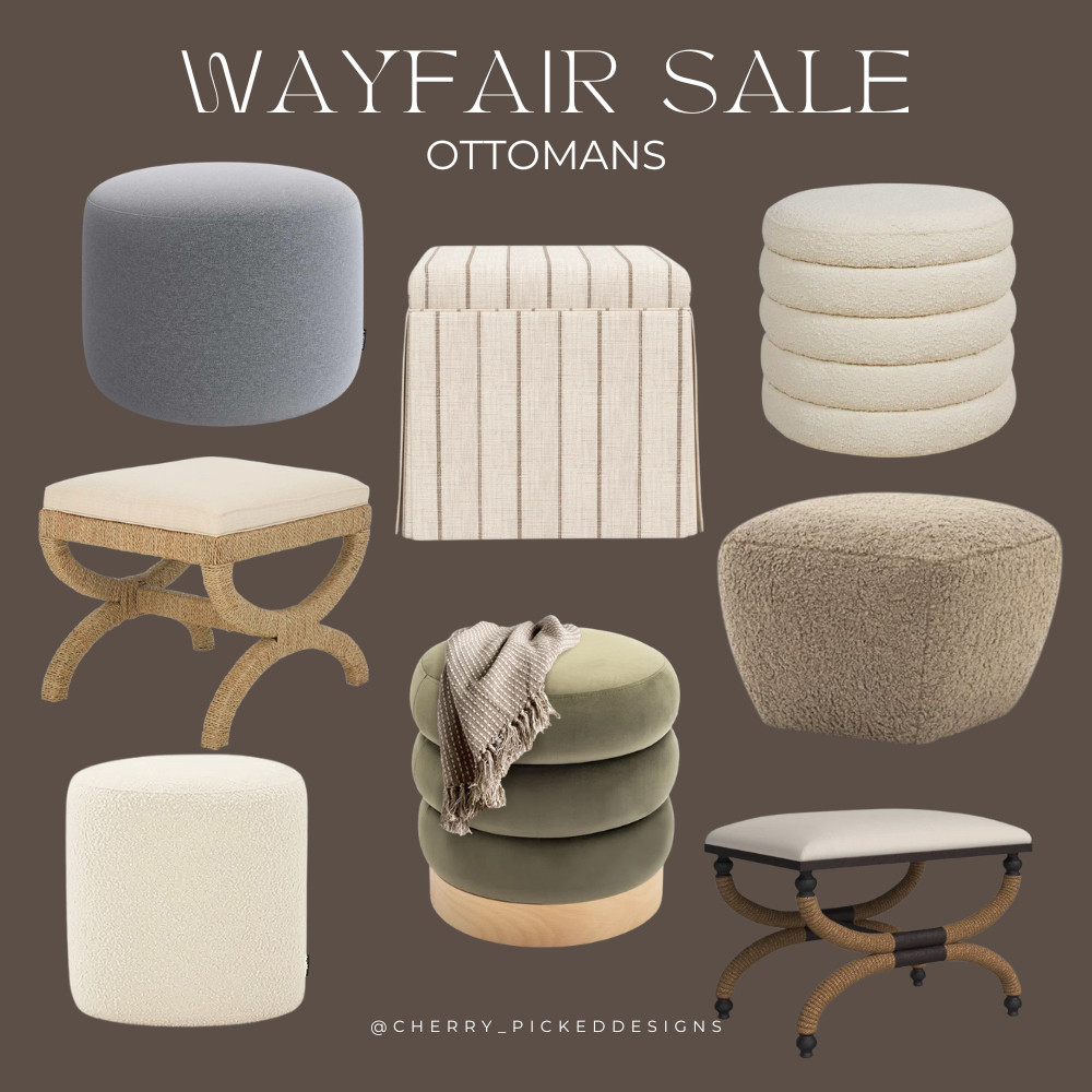 🛋️✨ Elevate your space with stylish ottomans from Wayfair's amazing sale! Whether you're looking for a pop of color, extra storage, or a cozy spot to rest your feet, there's something of every color and shape for everyone. 🛍️💖 
.
.


.
.
#WayfairSale #HomeDecor #Ottomans #InteriorDesign #ShopNow 

 #LTKWatchNow #LTKHome #LTKSaleAlert