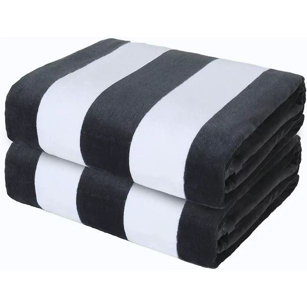Exclusivo Mezcla 2-Pack 100% Cotton Oversized 35"x70" Cabana Stripe Beach Towels, Super Absorbent... | Walmart (US)