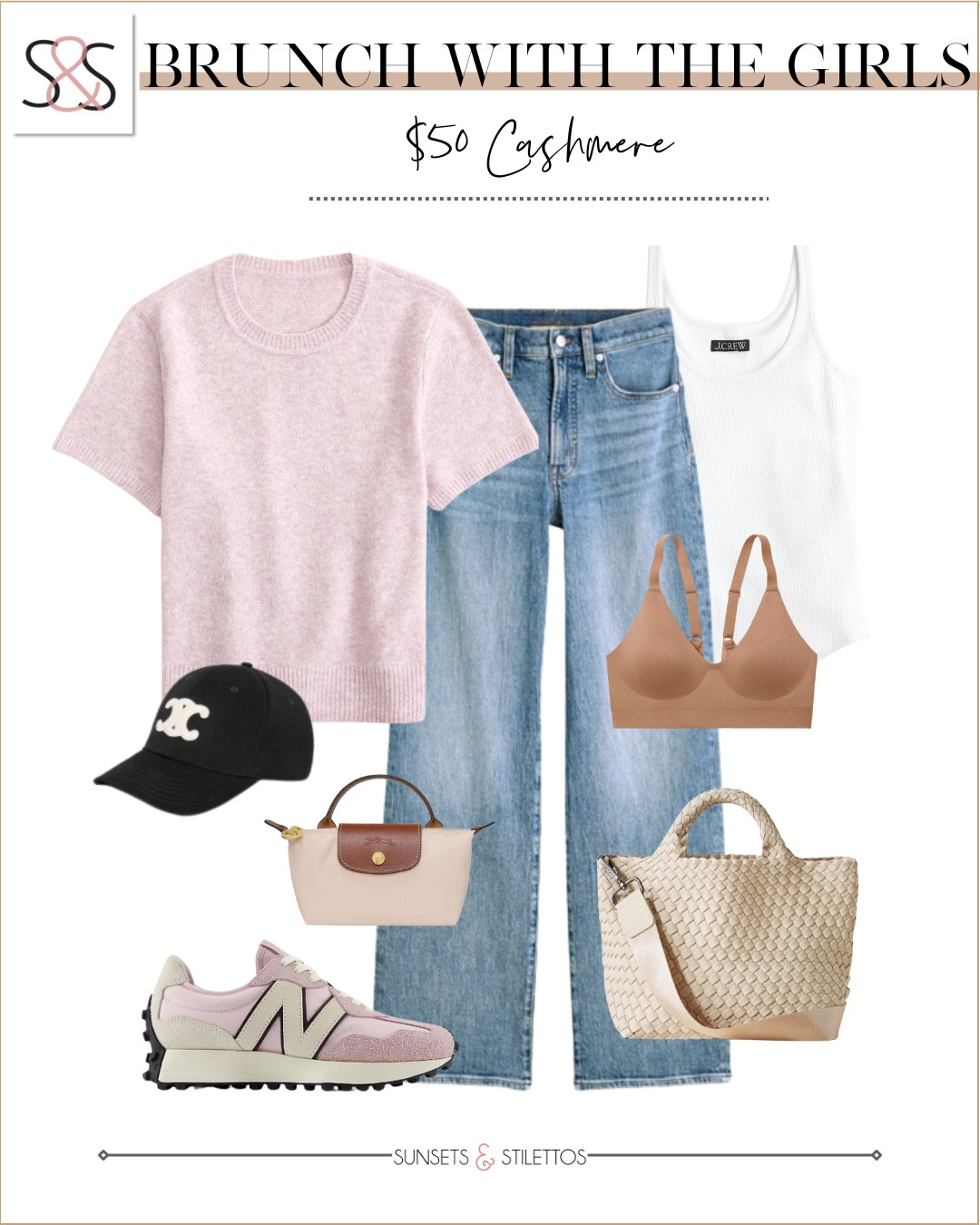 Soft cashmere, pretty pastels, and comfy sneakers make this a go-to look for catching up over brunch. Keep it polished with classic denim and chic accessories that take no effort at all

Sunsets and Stilettos spring outfit cashmere tee pink cashmere brunch outfit denim outfit casual spring style pastel sneakers Celine hat Longchamp mini tote everyday outfit light wash jeans

#LTKWorkwear #LTKFindsUnder50 #LTKStyleTip