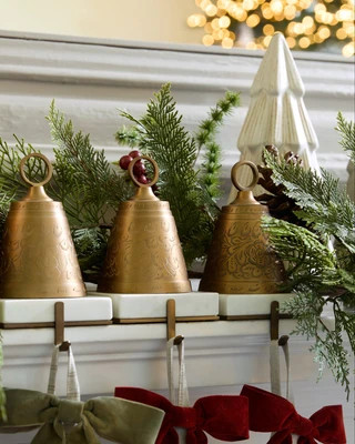Antiqued Bell Stocking Holder | Magnolia