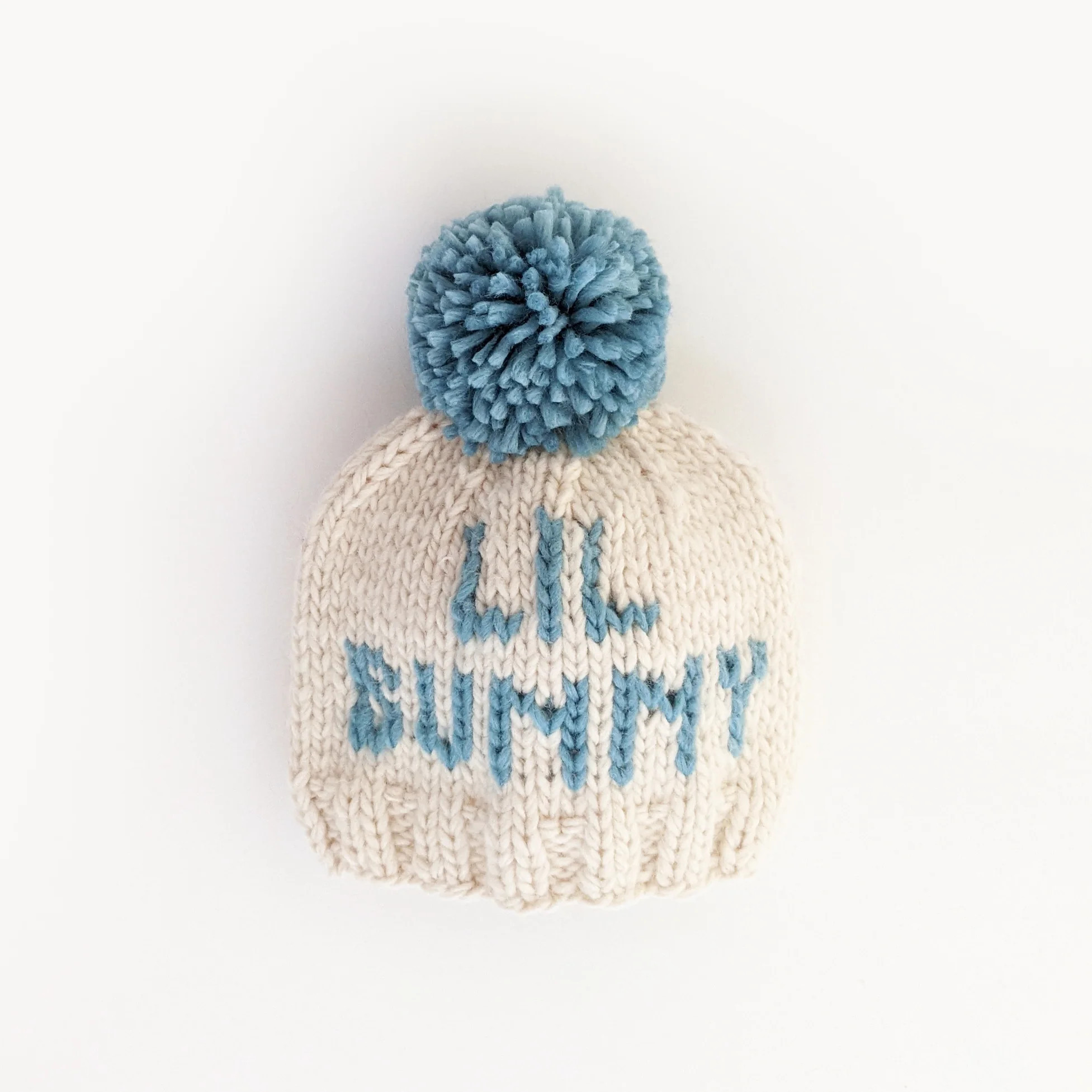 Knit Pom Hat, Lil Bunny Blue | SpearmintLOVE