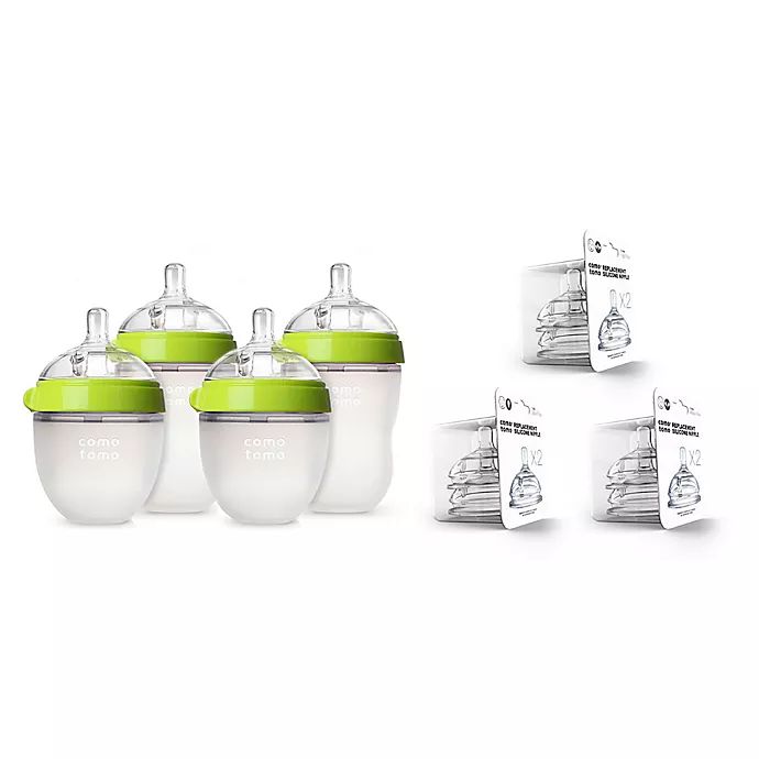 comotomo® 7-Piece Baby Bottle Gift Set in Green | buybuy BABY