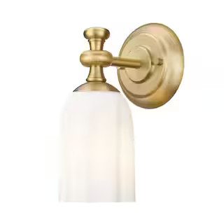 Filament Design Orion 1-Light Modern Gold Wall Sconce with Opal Etched Glass Shade 1102-1S-MGLD -... | The Home Depot