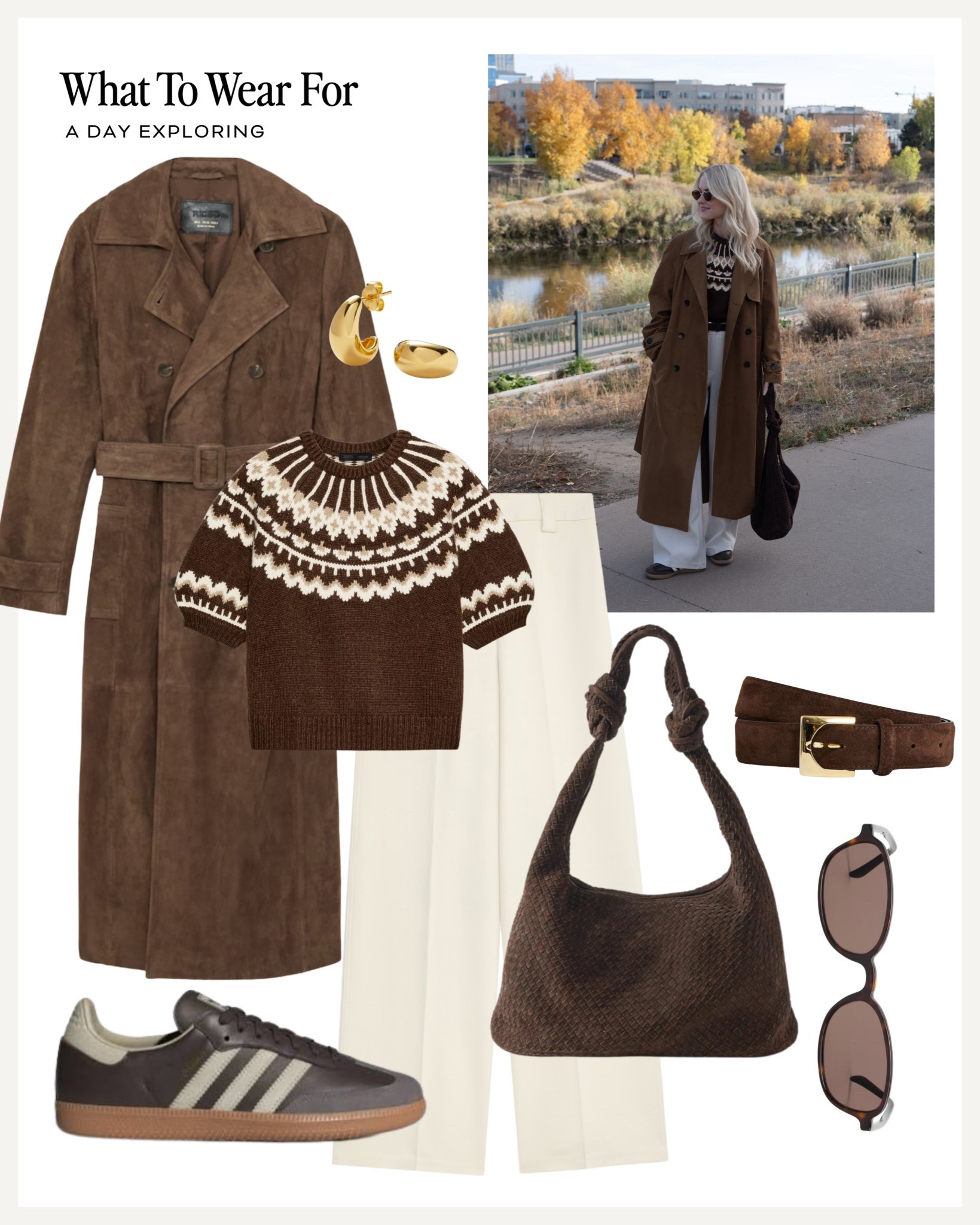 Autumn outfit inspo 🍂 

Suede trench / white trousers / fair isle knit / adidas sambas 

#LTKautumn #LTKuk