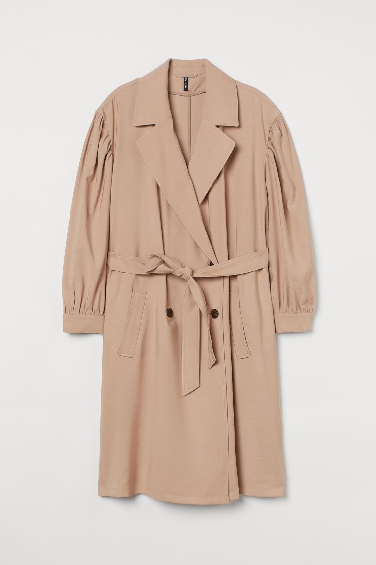 Short, double-breasted trenchcoat in softly draped twill. Notched lapels, gently dropped shoulder... | H&M (US + CA)