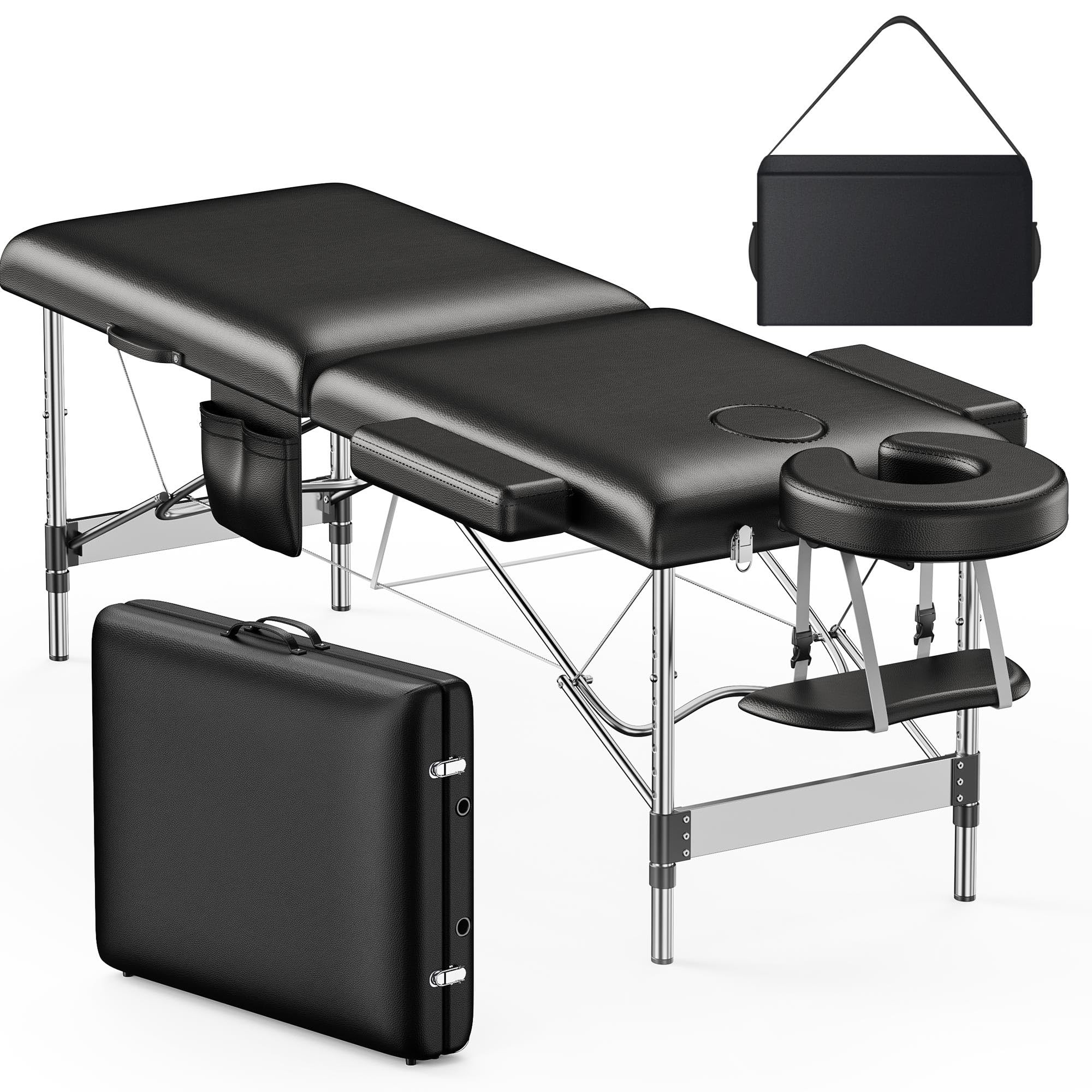 Brelley Massage Table Portable, 2-Fold Lash Bed with Side Pocket, Adjustable Height, Sturdy Alumi... | Amazon (US)