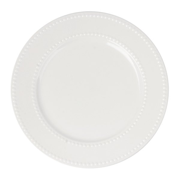 White Beaded Dinner Plate, Stoneware, sold by At Home | At Home