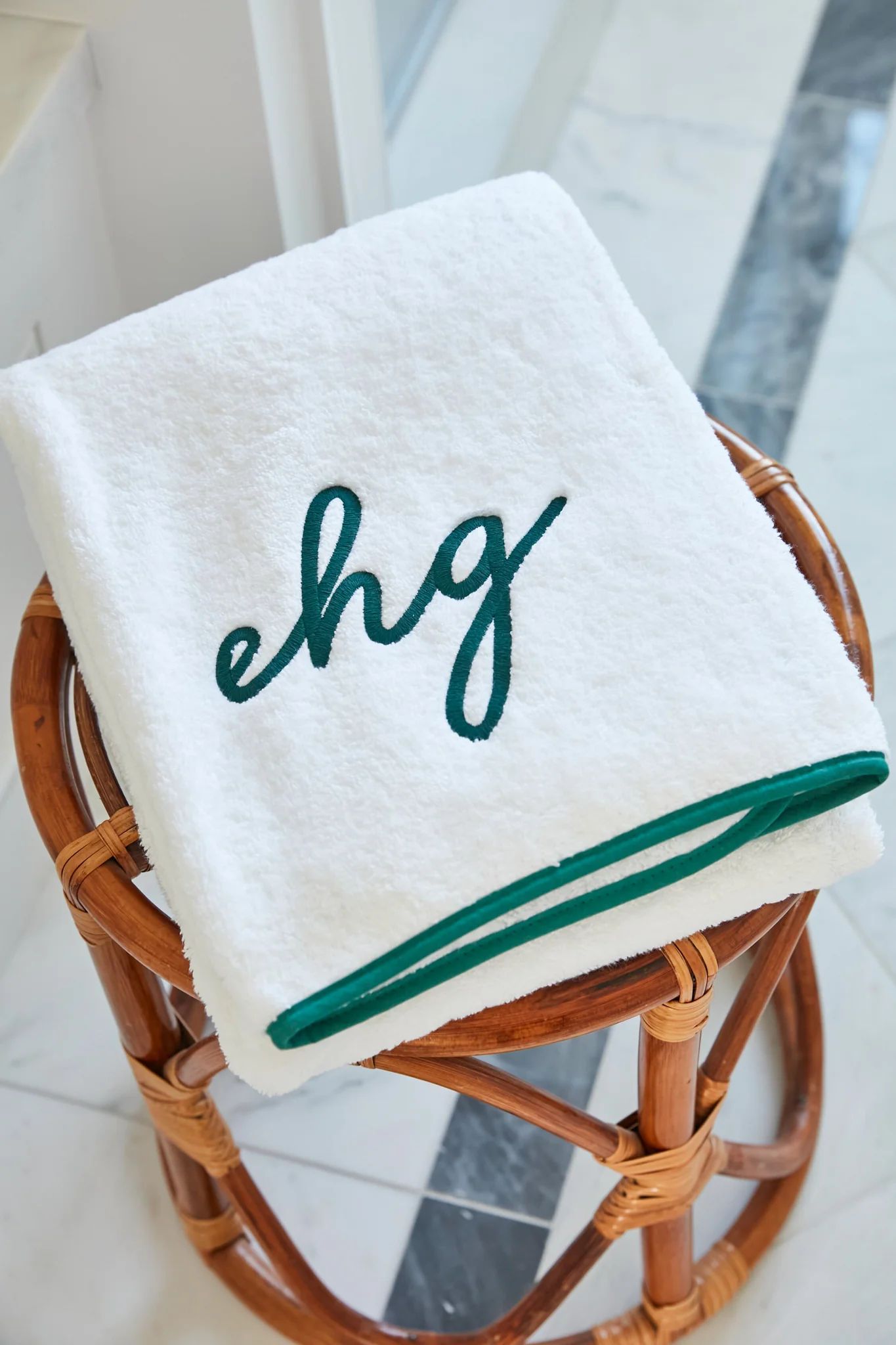Exclusive Green Piped Edge Bath Towel | Tuckernuck (US)