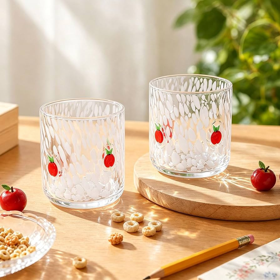 FYSUIMU Apples Icon Juice Glasses 14oz Back to School Red Apples Clear Stemless Wine Drinking Gla... | Amazon (US)