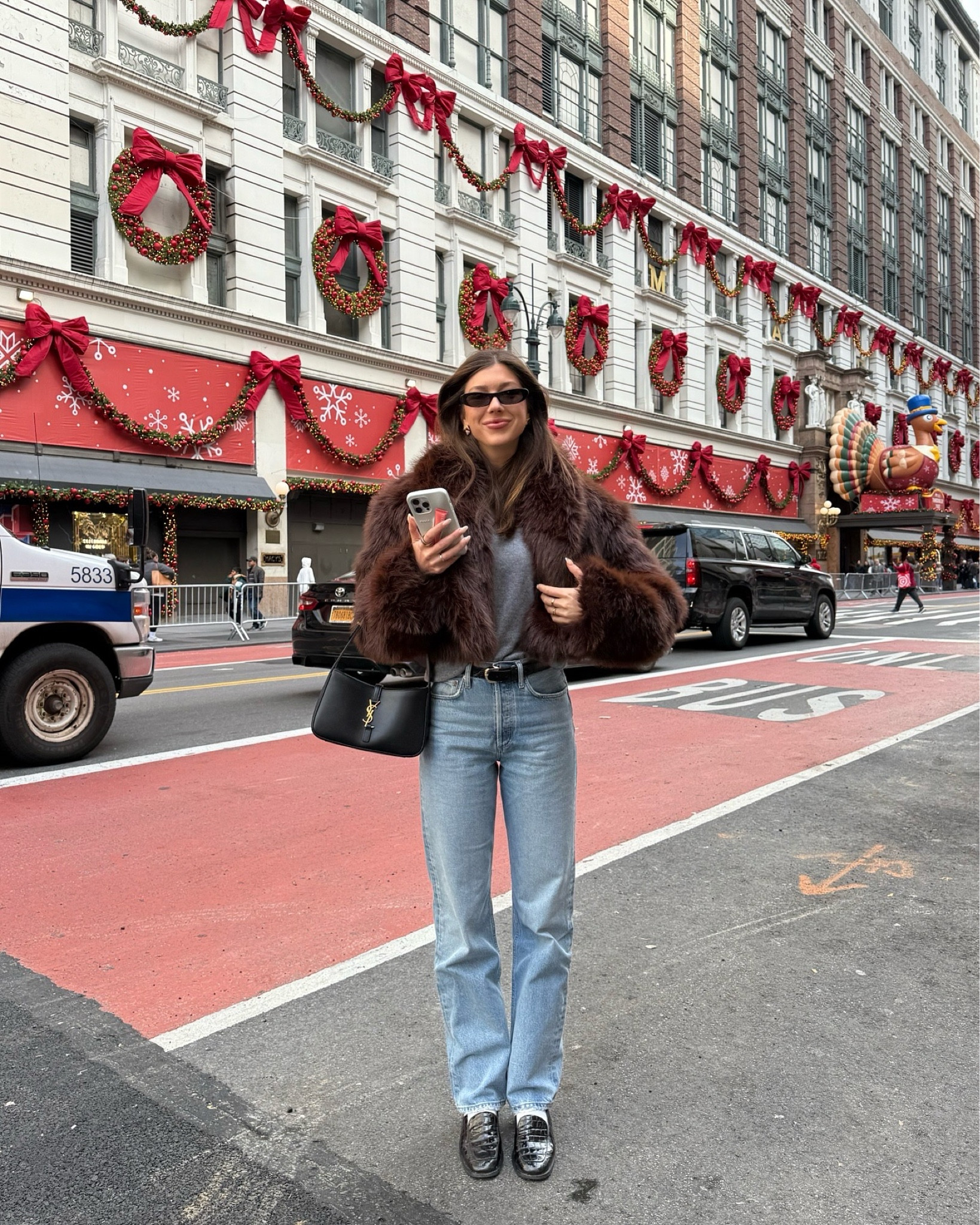 Casual chic. New favorite jeans. And perfect with loafers + cropped fur jacket 