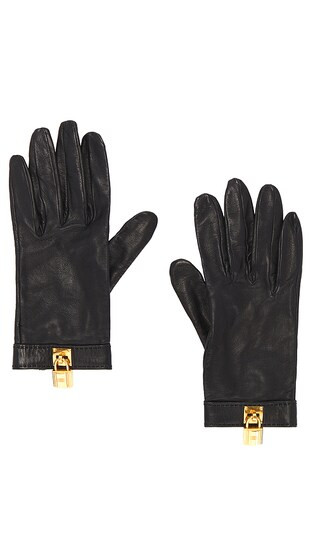 Hermes Lambskin Soya Kelly Lock Gloves in Black | Revolve Clothing (Global)