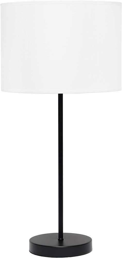 Simple Designs LT2040-BAW Stick Fabric Shade Table Lamp, Black/White | Amazon (US)