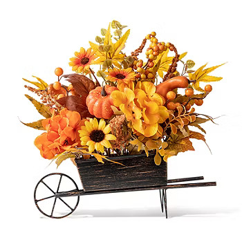 Glitzhome Fall Floral Cart Centerpiece Thanksgiving Tabletop Decor | JCPenney