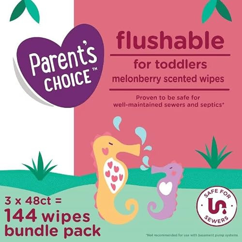 Parent's Choice Flushable Melonberry Scented Wipes, 3 Flip Top 48 Count (Pack of 1) | Amazon (US)