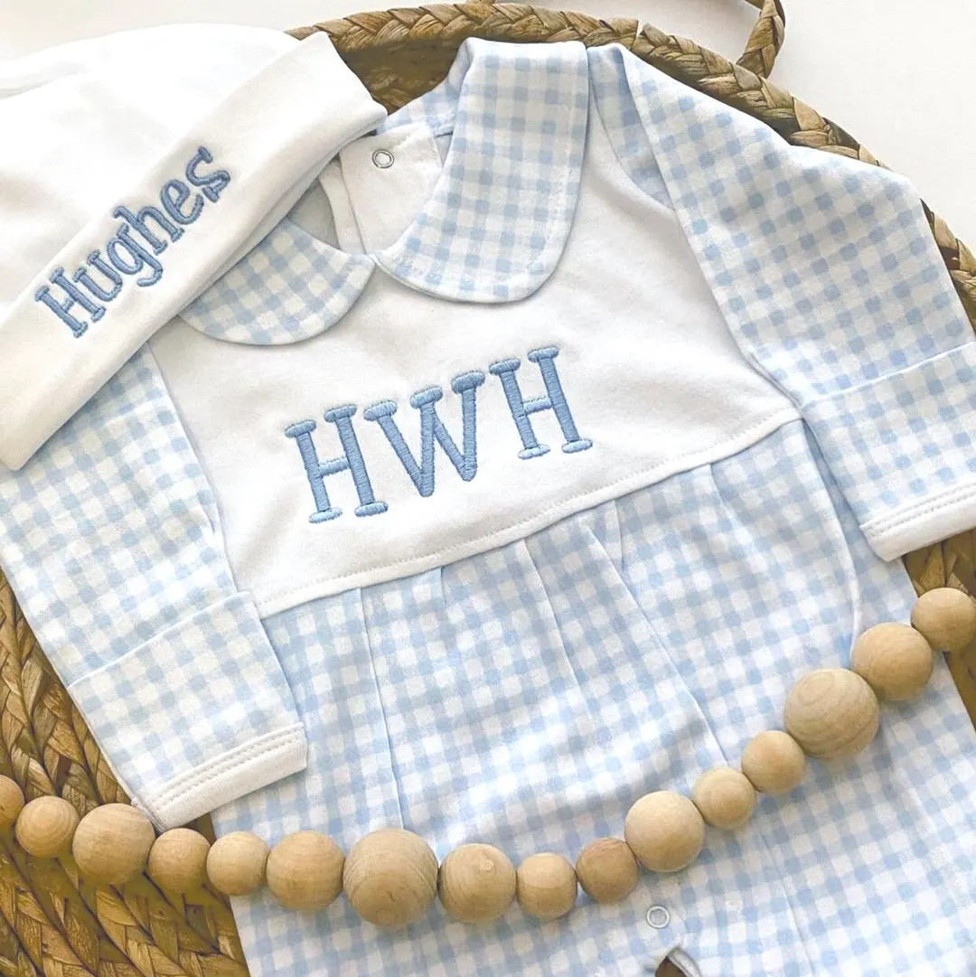 Newborn Going Home Outfit, Monogrammed Footie, Personalized Baby Boy Gift - Etsy | Etsy (US)
