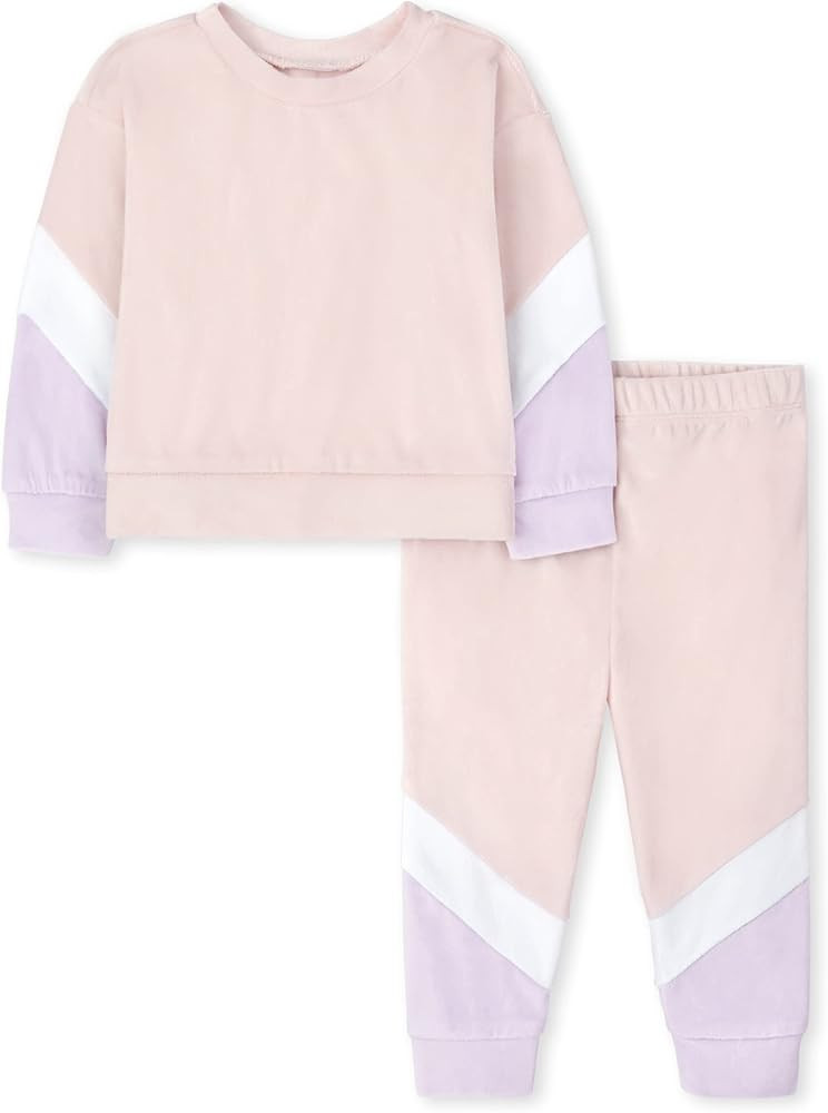 The Children's Place Baby and Toddler Girls Warm Velour 2 Piece Pajama Set | Amazon (US)