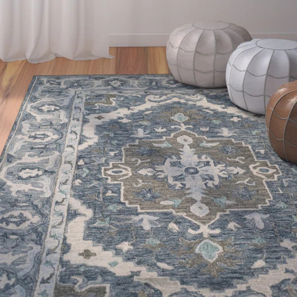 Vahakn Hand-Tufted Wool Dark Blue Area Rug | Wayfair Professional