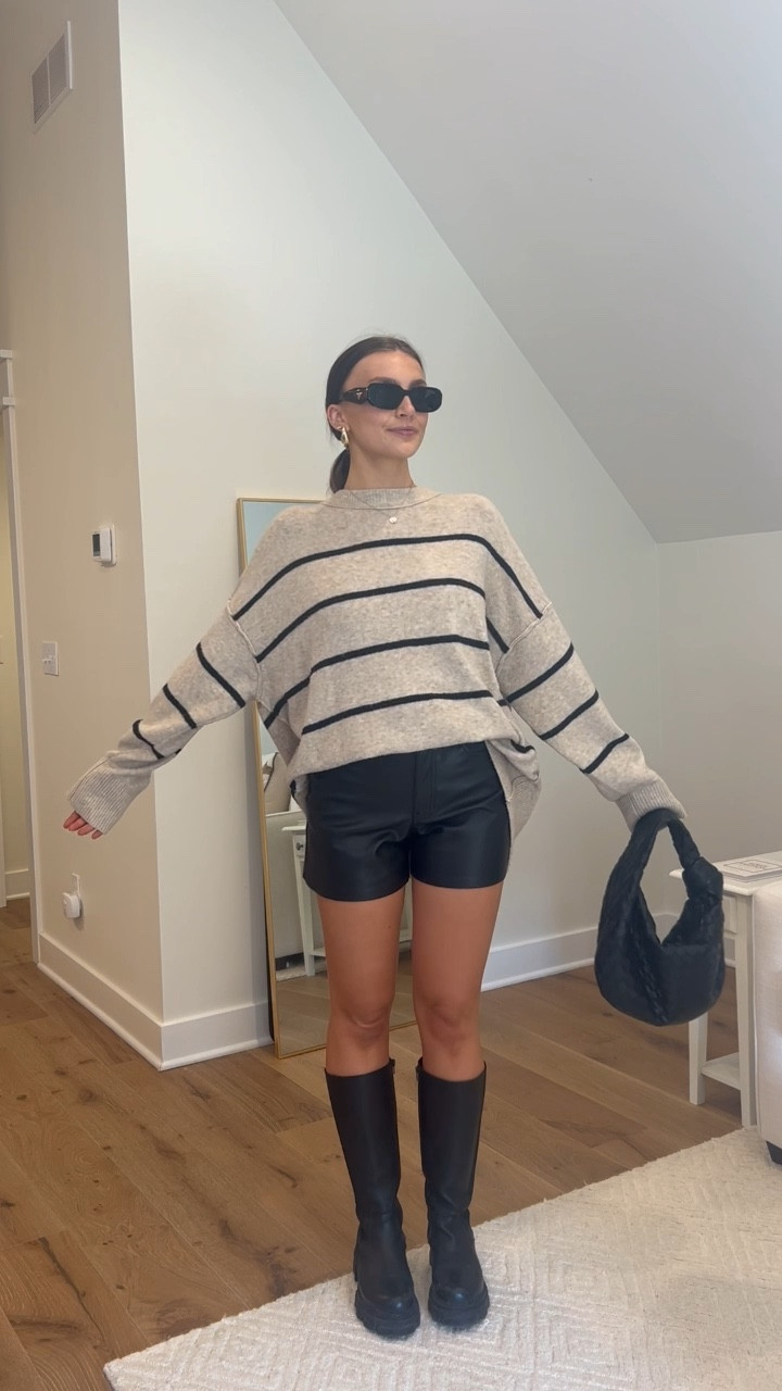 The secret ingredient to a hot fall outfit: leather shorts. 🖤🍁

#LTKstyletip #LTKworkwear #LTKSeasonal