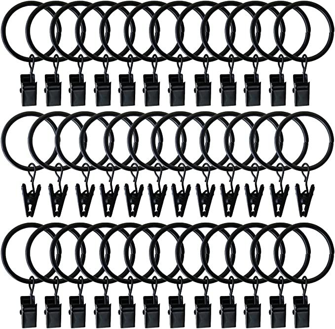 36 Pack Rings Curtain Clips Strong Metal Decorative Drapery Window Curtain Ring with Clip Rustpro... | Amazon (US)