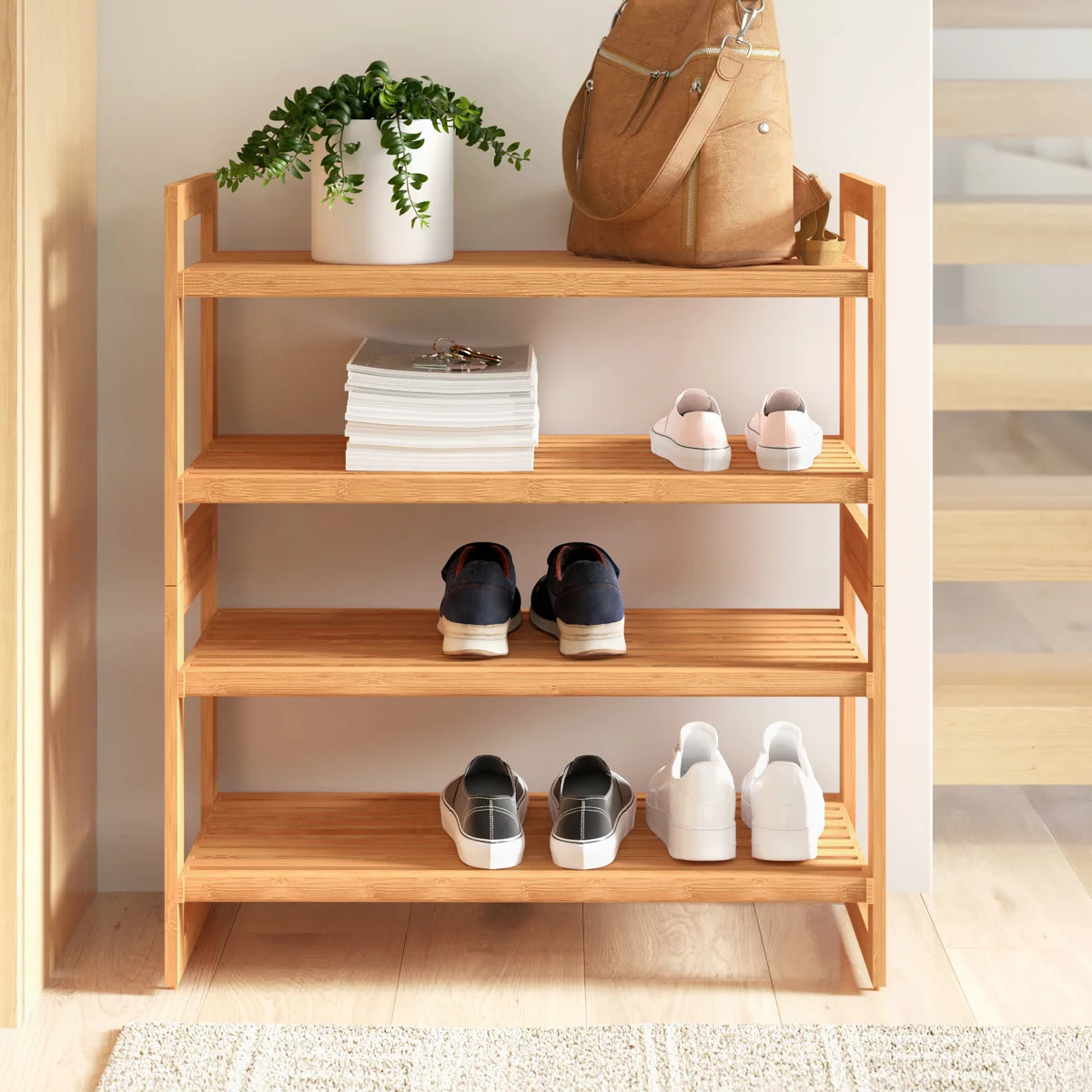 Lupe 12-Pair Bamboo Stackable Shoe Rack (Set of 2) | Wayfair North America