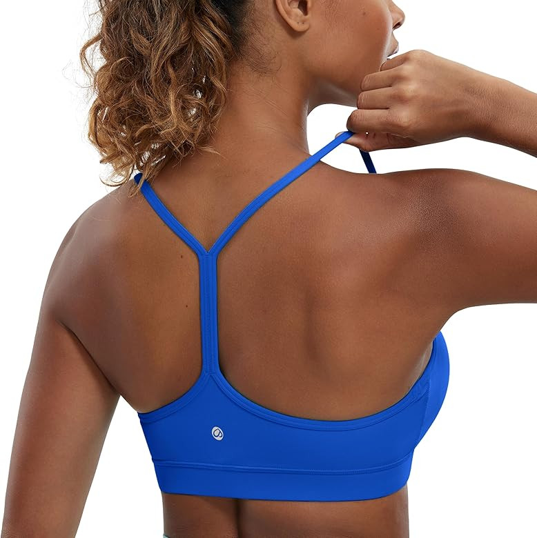 CRZ YOGA Butterluxe Womens Y Back Sports Bra - Padded Racerback Low Impact Spaghetti Thin Strap W... | Amazon (US)