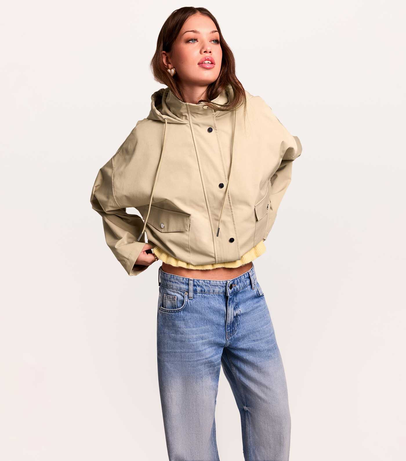 Stone Hybrid Short Rain Jacket | New Look | New Look (UK)