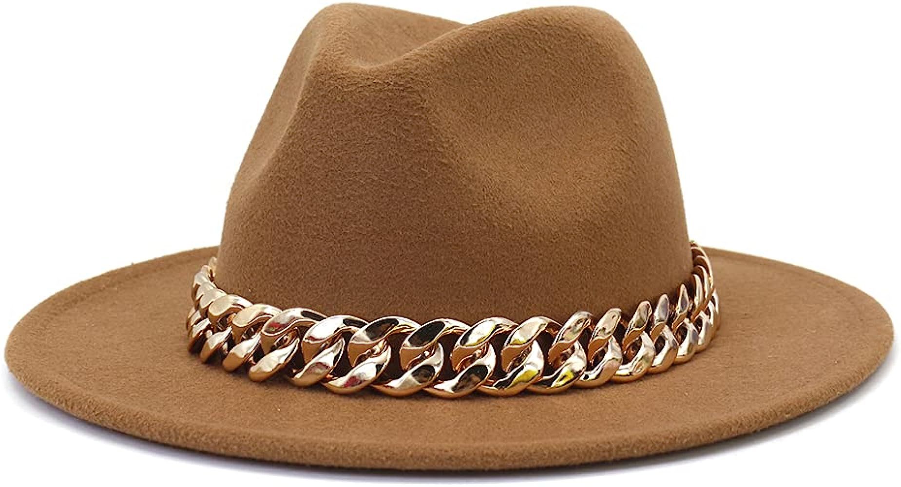 HUDANHUWEI Women's Chain Band Fedora Hats | Amazon (US)