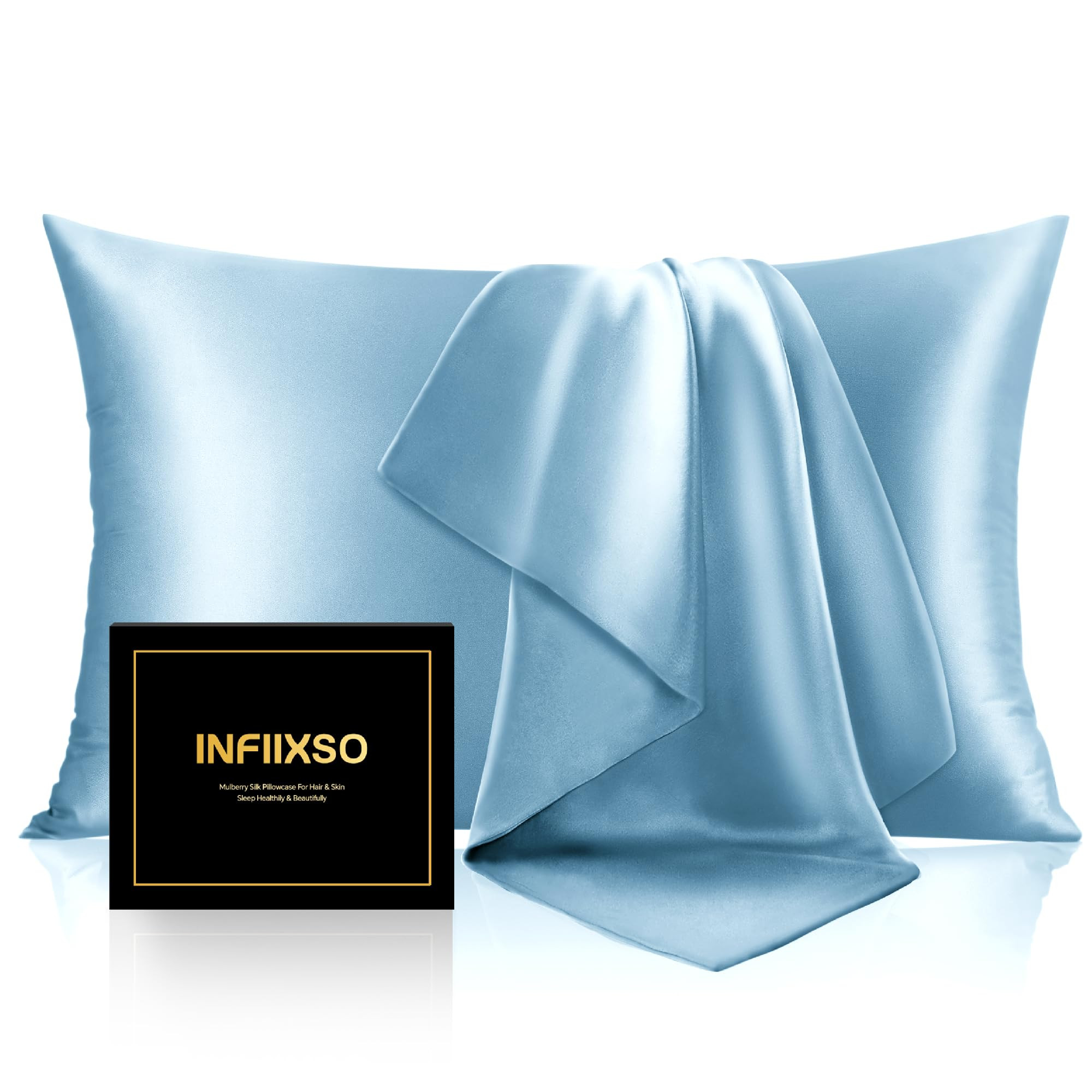 INFIIXSO Mulberry Silk Pillowcase for Hair and Skin, Silk Pillow Cases Standard Size with Hidden ... | Amazon (US)