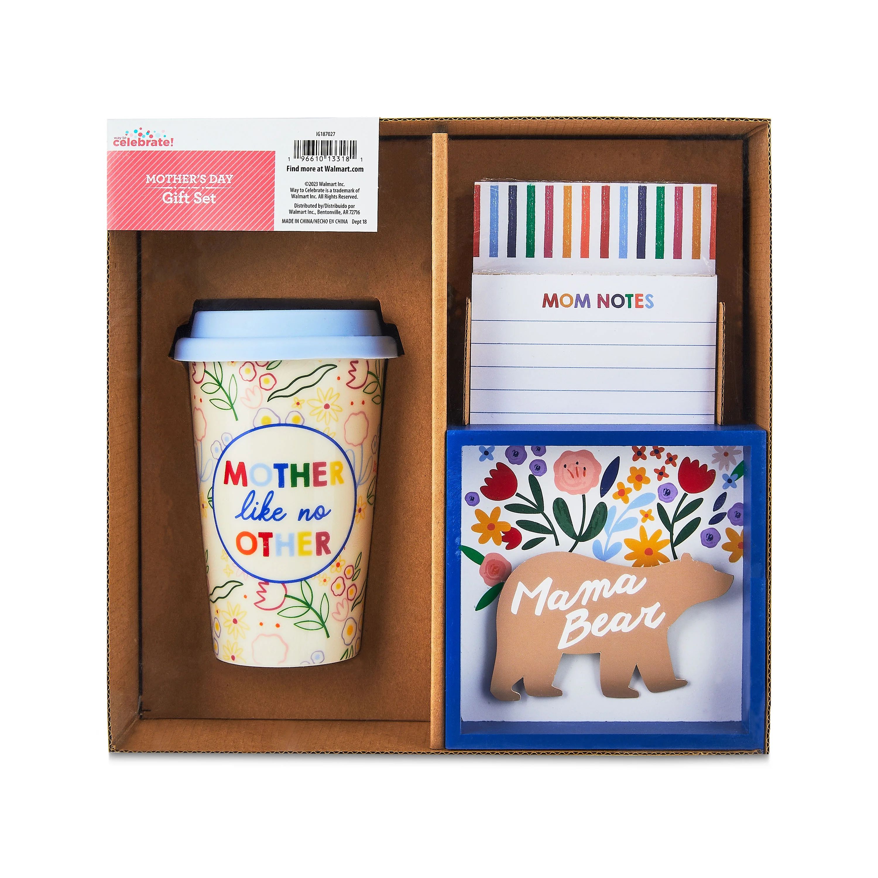 Mother's Day Mama Bear Gift Set, Blue & Pink, 4 Piece Set, by Way To Celebrate | Walmart (US)