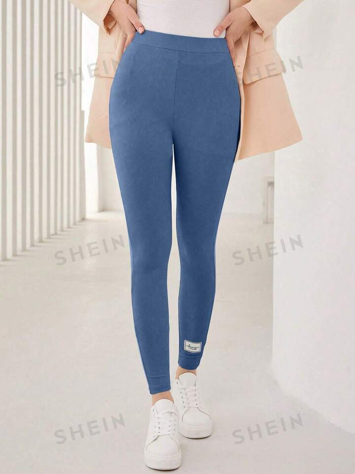 SHEIN Mulvari Letter Patched Detail Leggings | SHEIN