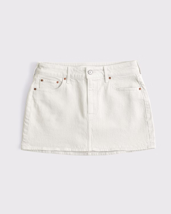Women's Curve Love Mid Rise Denim Mini Skirt | Women's Bottoms | Abercrombie.com | Abercrombie & Fitch (US)