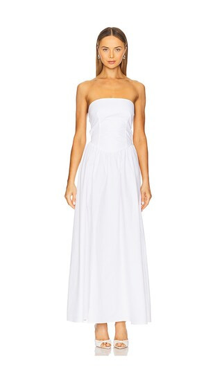 Susana Monaco Poplin Drop Waist Maxi Dress in White. - size M | Revolve Clothing (Global)