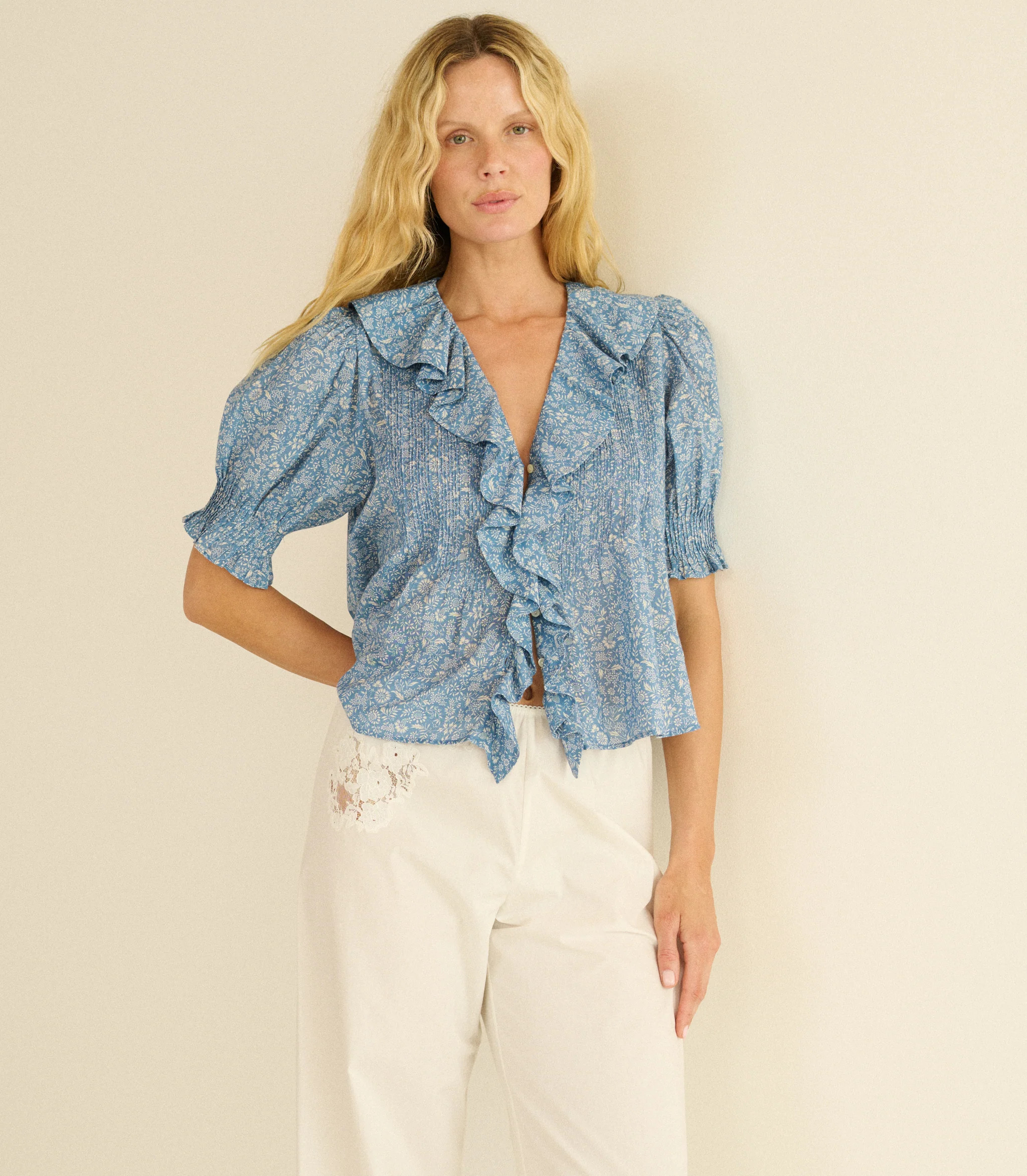 HENRI TOP -- BLUE GARDEN BLOOM | Shop.app