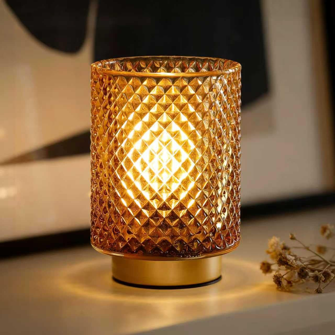 ULAROOM Battery Operated Lamp,Cordless Glass Accent Table Lamp with Timer for Bedside,Small Decor... | Amazon (US)