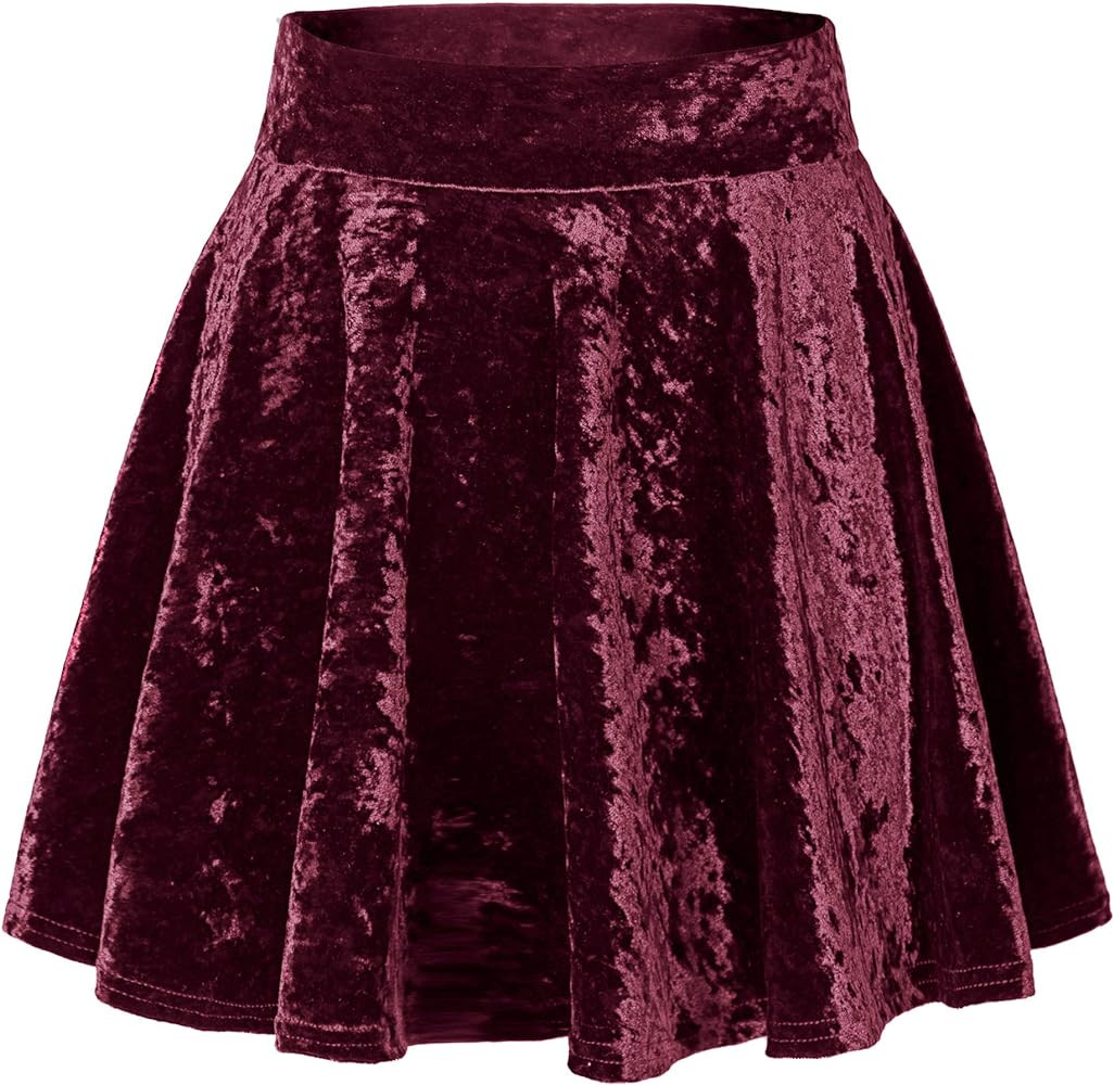 Urban CoCo Women's Vintage Velvet Stretchy Mini Flared Skater Skirt | Amazon (US)