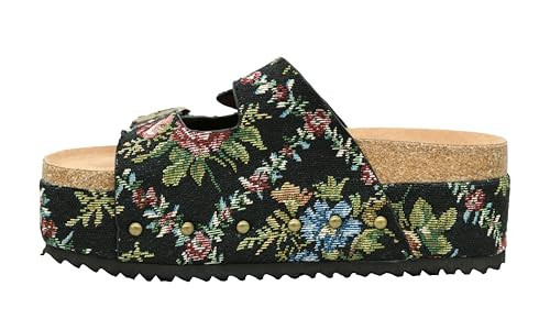 Corkys Footwear Wannabe 2-Inch Platform Sandals Black Brocade Floral Size 10 with Adjustable Buckles and Comfortable Insoles - Stylish & Comfortable Transition Sandals | Amazon (US)