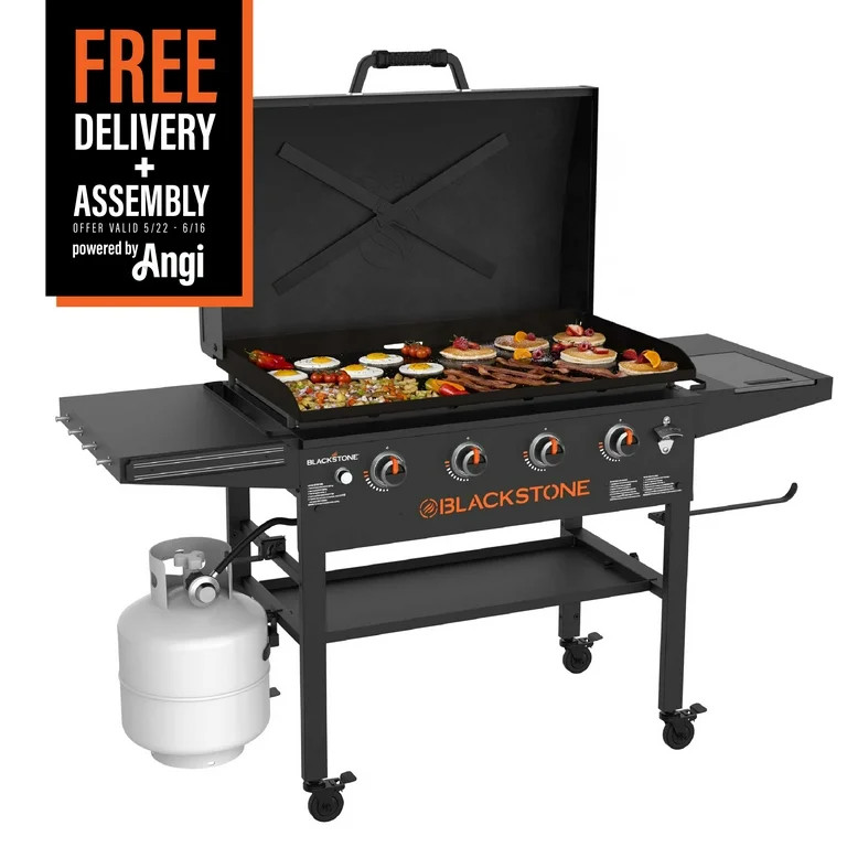 Blackstone Original 4-Burner 36" Propane Omnivore Outdoor Griddle with Hood and Folding Side Shel... | Walmart (US)