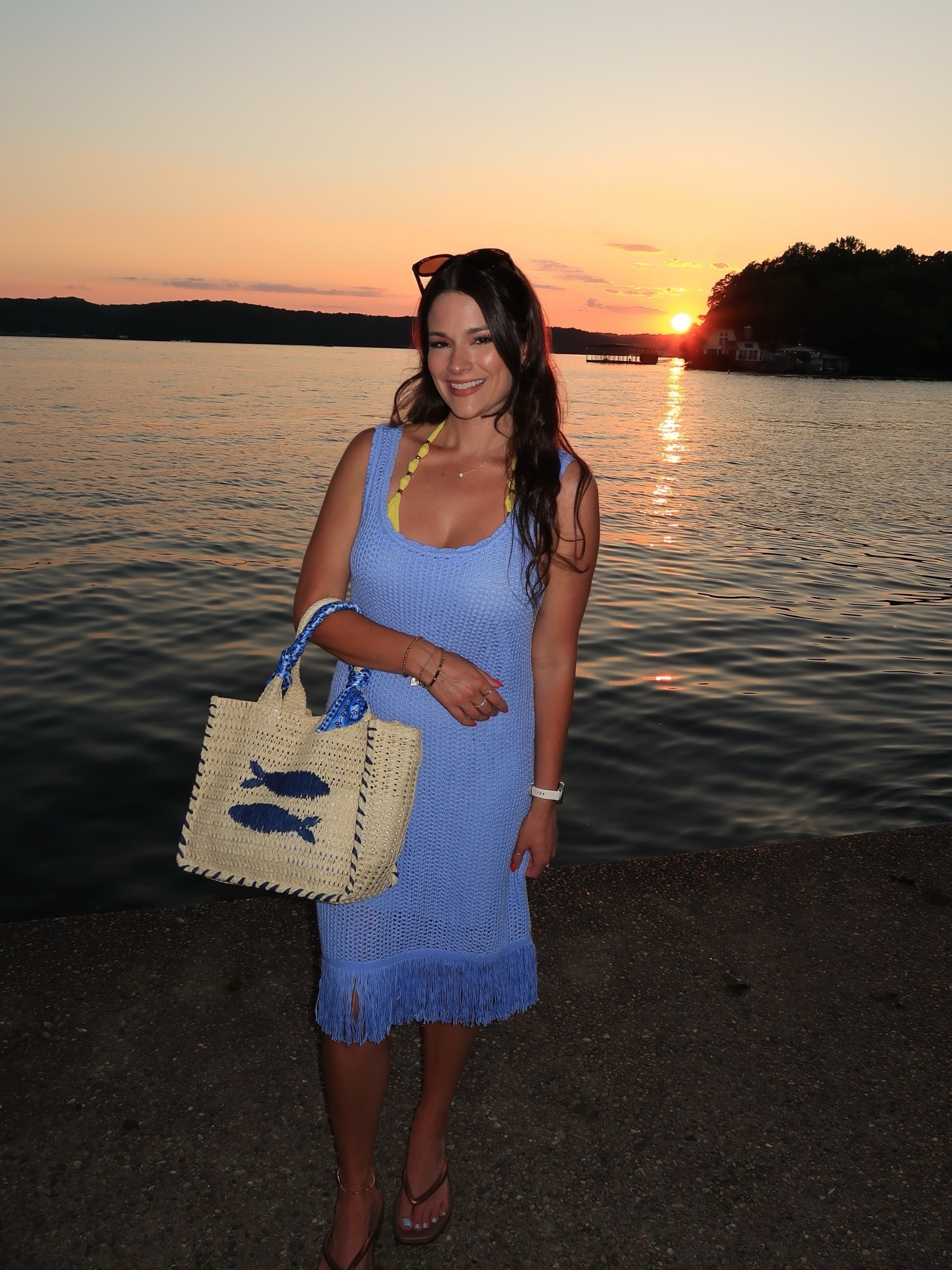 a dress that takes you from dinner to the pool 🐟🌅

Summer evenings, summer nights, blue dress, crochet dress, summer dress, summer tote bag, summer outfit inspo, sunset, lake views, loz, lake of the Ozarks, resort style, vacation outfit, sandals 
#lakeoftheozarks #summeroutfitinspo

#LTKootd #LTKSeasonal #LTKSwim