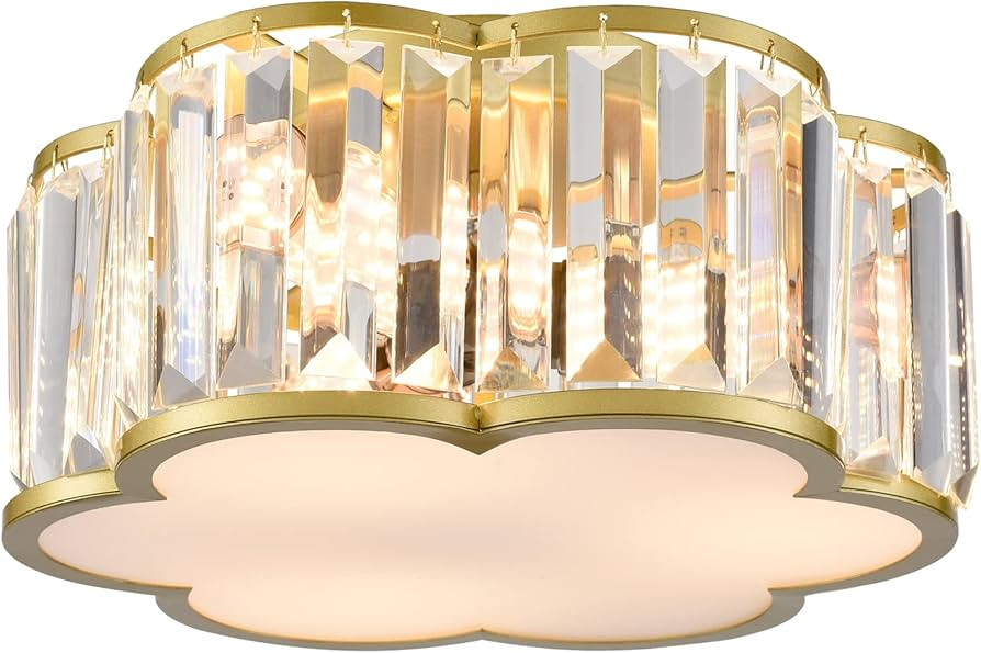 SAMTEEN Luxury Crystal Flush Mount Ceiling Light Modern 3-Light Ceiling Light Fixtures Flush Moun... | Amazon (US)