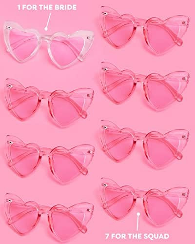 xo, Fetti Bachelorette Heart Sunglasses Set - 8 Pieces | Clear + Pink Bach Party Decoration, Brid... | Amazon (US)