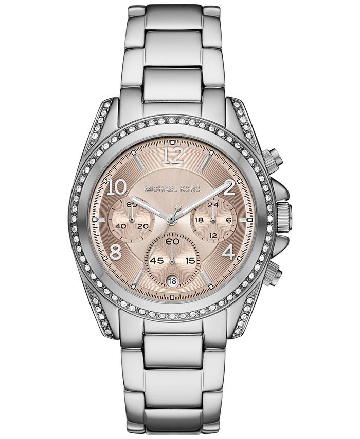 Michael Kors Women's Chronograph Blair Stainless Steel Bracelet Watch 39mm & Reviews - Macy's | Macys (US)