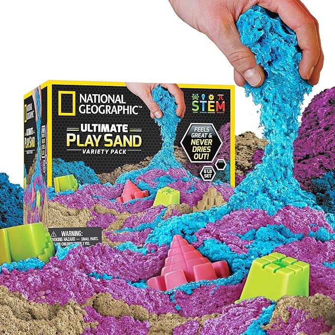 National Geographic 6 Lb. Play Sand Combo Pack - 2 Lbs. Each of Blue, Purple and Natural Sand wit... | Amazon (US)