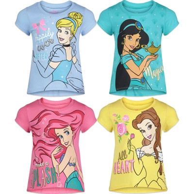 Princess Jasmine Belle Cinderella Big Girls 4 Pack T-Shirts Ariel 10-12 | Target