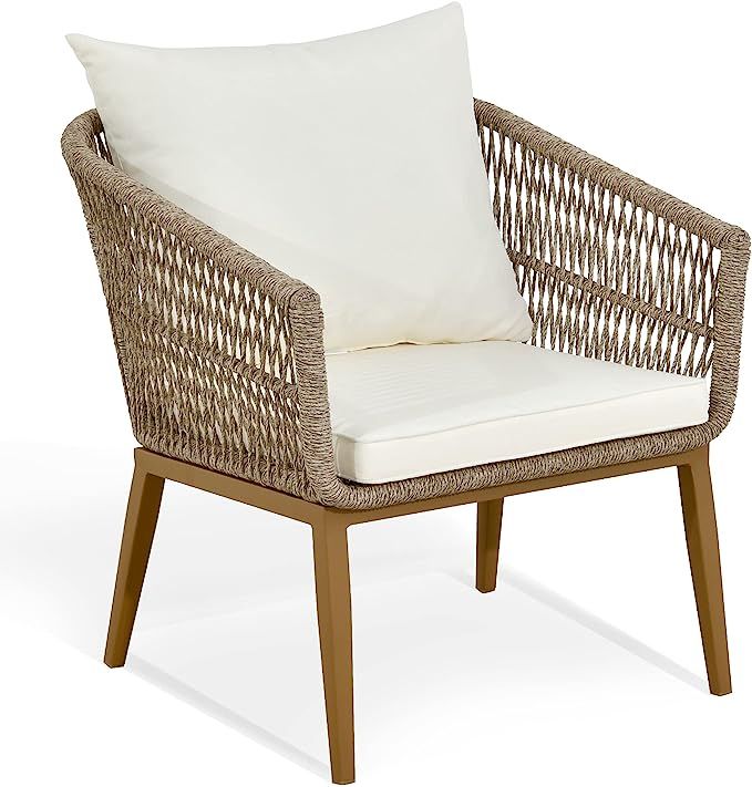 YITAHOME Outdoor Dining Single Sofa Chair, Indoor-Outdoor Wicker Bistro Chairs, PE Rattan Outdoor... | Amazon (US)