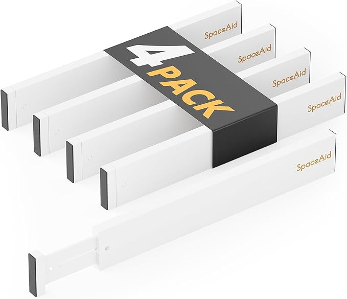 SpaceAid 4 Pack Bamboo Drawer Dividers with Labels, Kitchen Adjustable Drawer Organizers, Expanda... | Amazon (US)