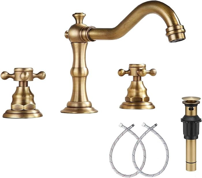 GGStudy 8-16 inch Two Handles 3 Holes Widespread Bathroom Sink Faucet Antique Brass Basin Mixer T... | Amazon (CA)