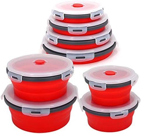 Collapsible Bowls For Camping Rv Kitchen Accessories - 4PC Round Silicone Food Storage Containers... | Amazon (US)